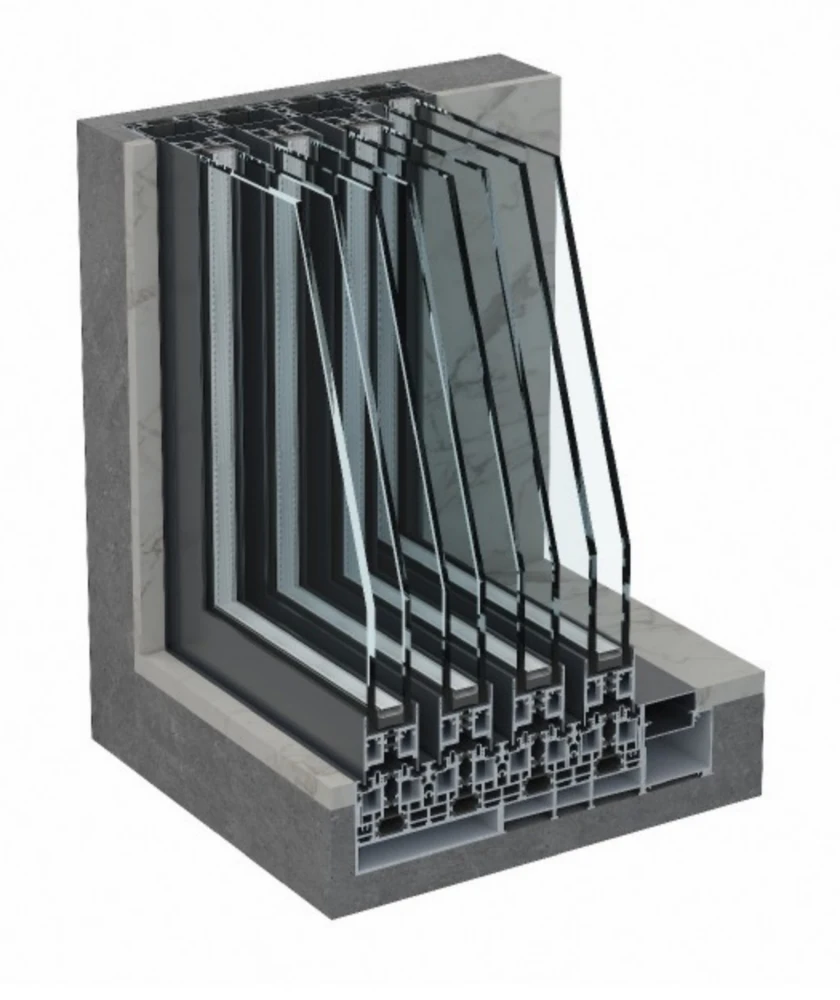 SKY 39 slimline sliding door complete frame, glazing and track section