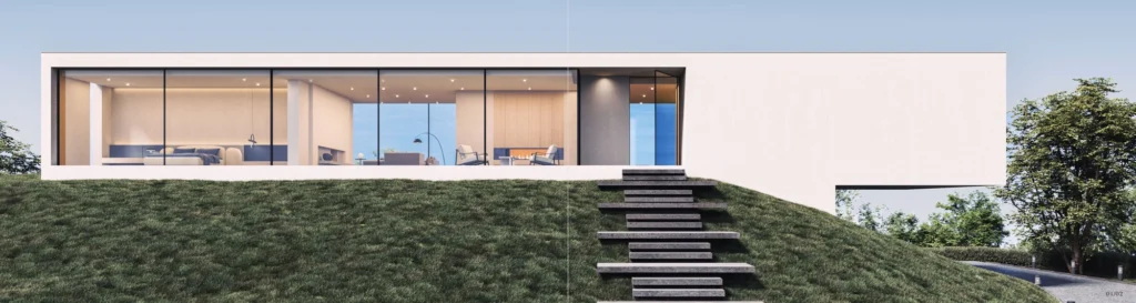 Slimline aluminium sliding doors with panoramic glazing