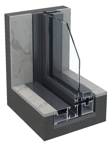 Slimline Aluminium Bifold Doors - frame and glazing section