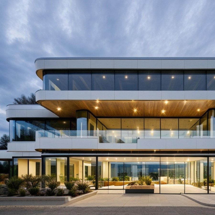 Residence shown alongside the 150 series curtain wall window system