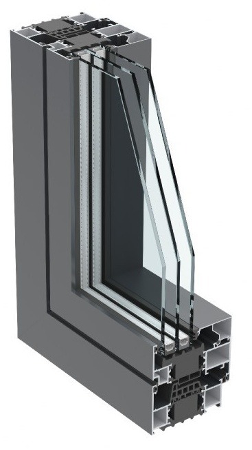 Thermally Broken Aluminium Tilt and Turn Windows - frame and glazing section
