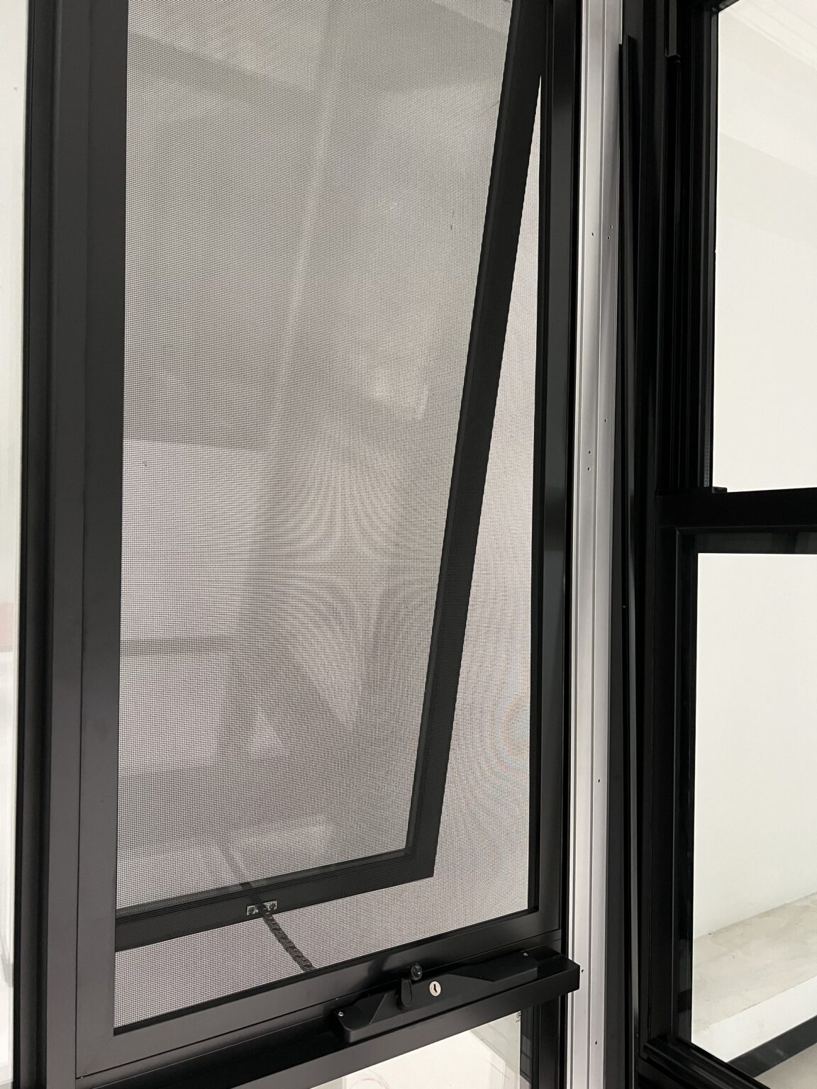 Window sash opening detail in a showroom