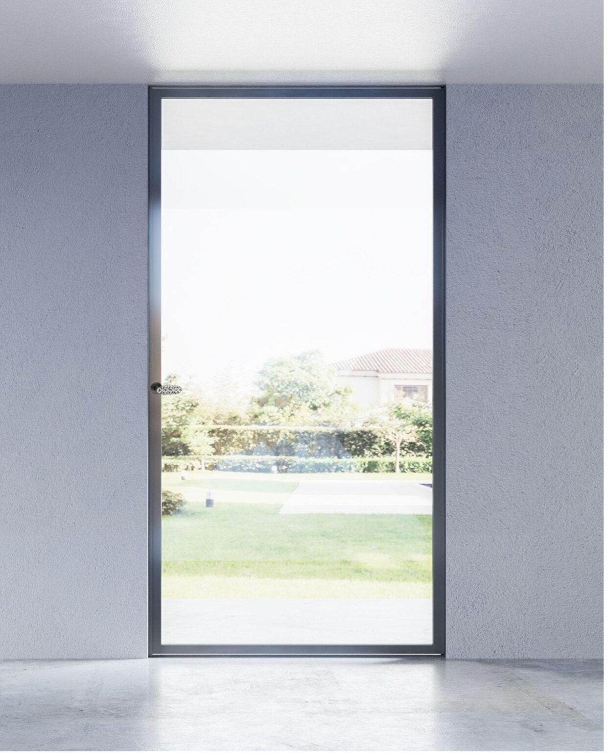 Open aluminium glass pivot door