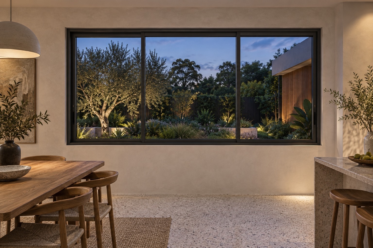 Thermal break aluminium sliding window in a home extension