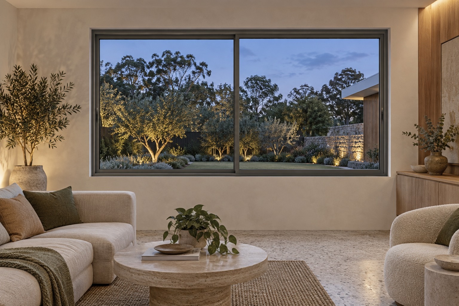 Compression seal aluminium sliding window in a home extension