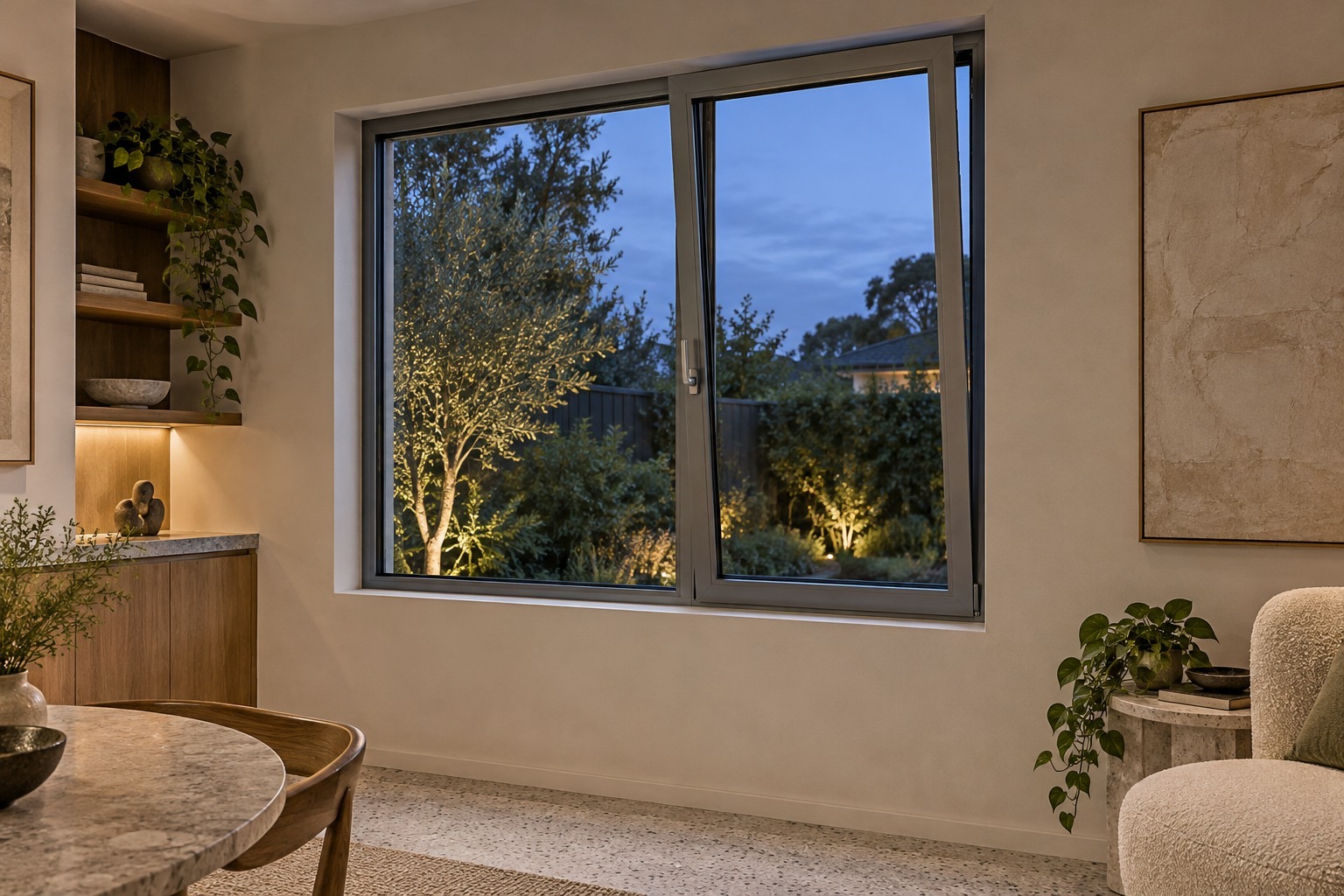 Aluminium tilt and turn window in a home extension